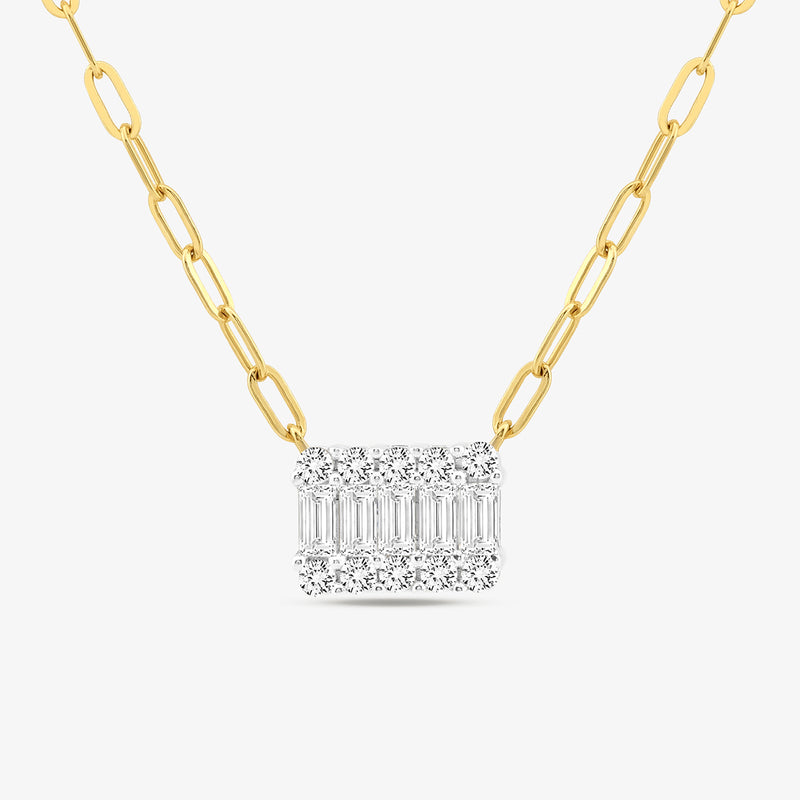 Minimal Rectangle Charm Diamond Necklet