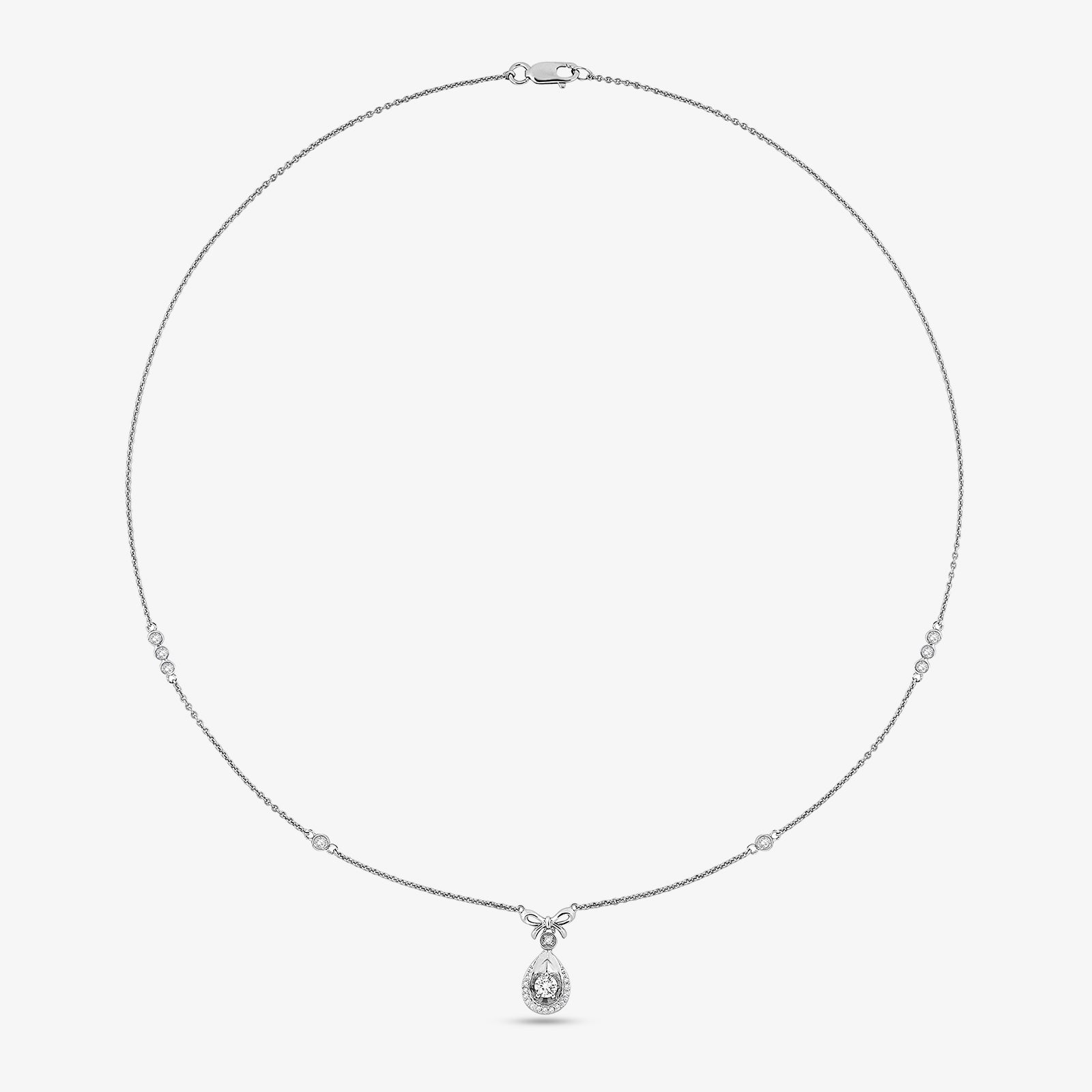 Collana girocollo sottile con pendente a goccia scintillante, placcatura argento