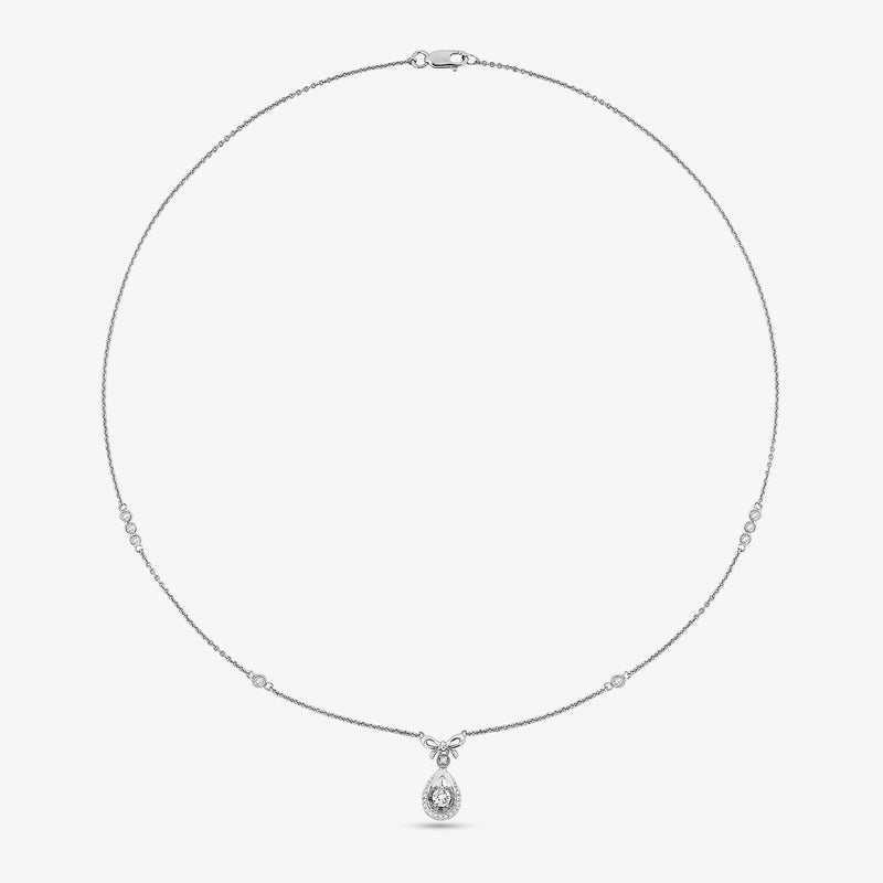 Collana girocollo sottile con pendente a goccia scintillante, placcatura argento