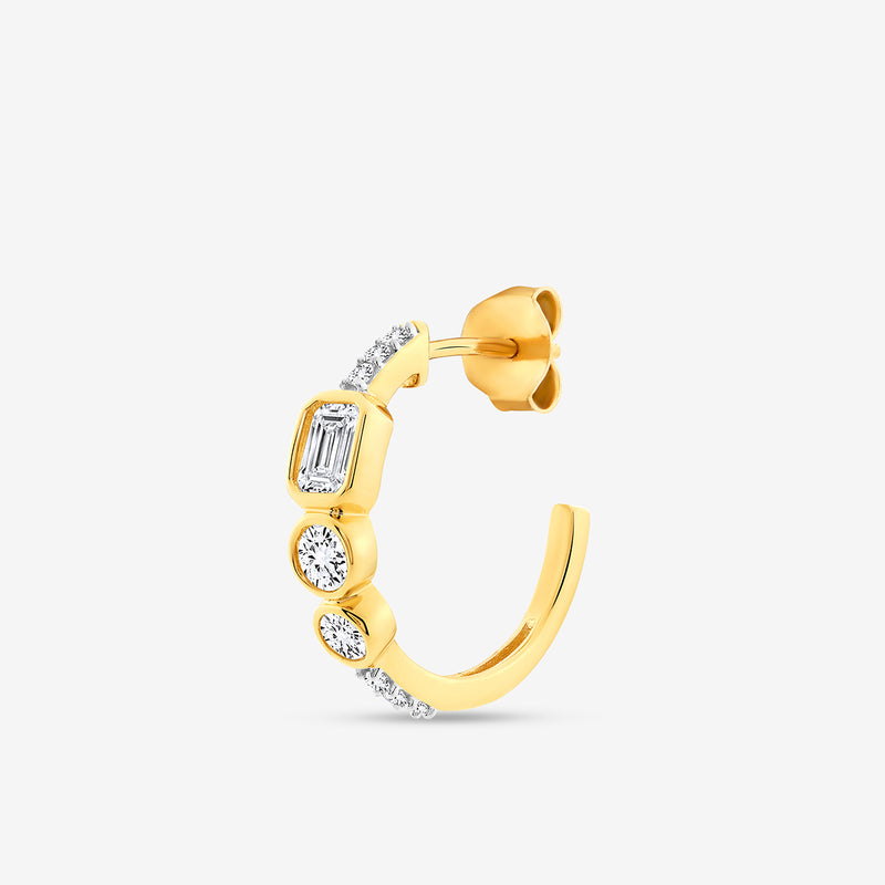 Halbkreis-Creolen aus 14kt Gelbgold mit Diamant-Style Steinen