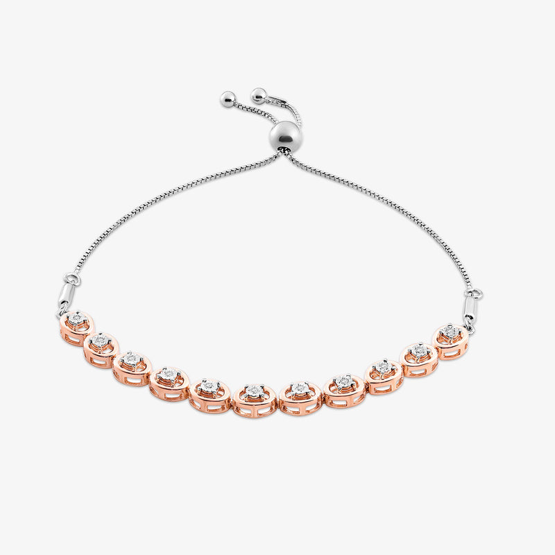 Halo Bolo armband in roségoud met sprankelende stenen, zilver 925