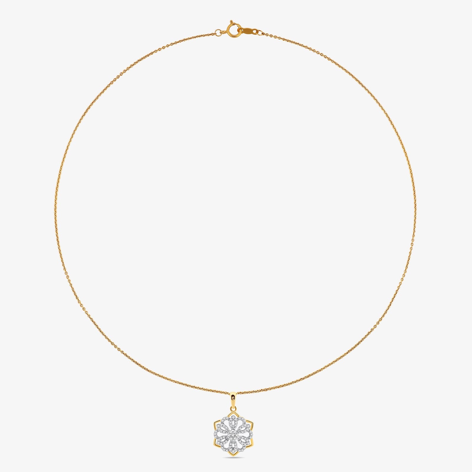 FLORAL Frost Necklet slim gold chain with small flower charm at center