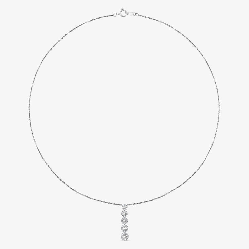 Drop-Diamond-Halskette mit Tropfen aus vier runden Diamantsteinen, feine Kette