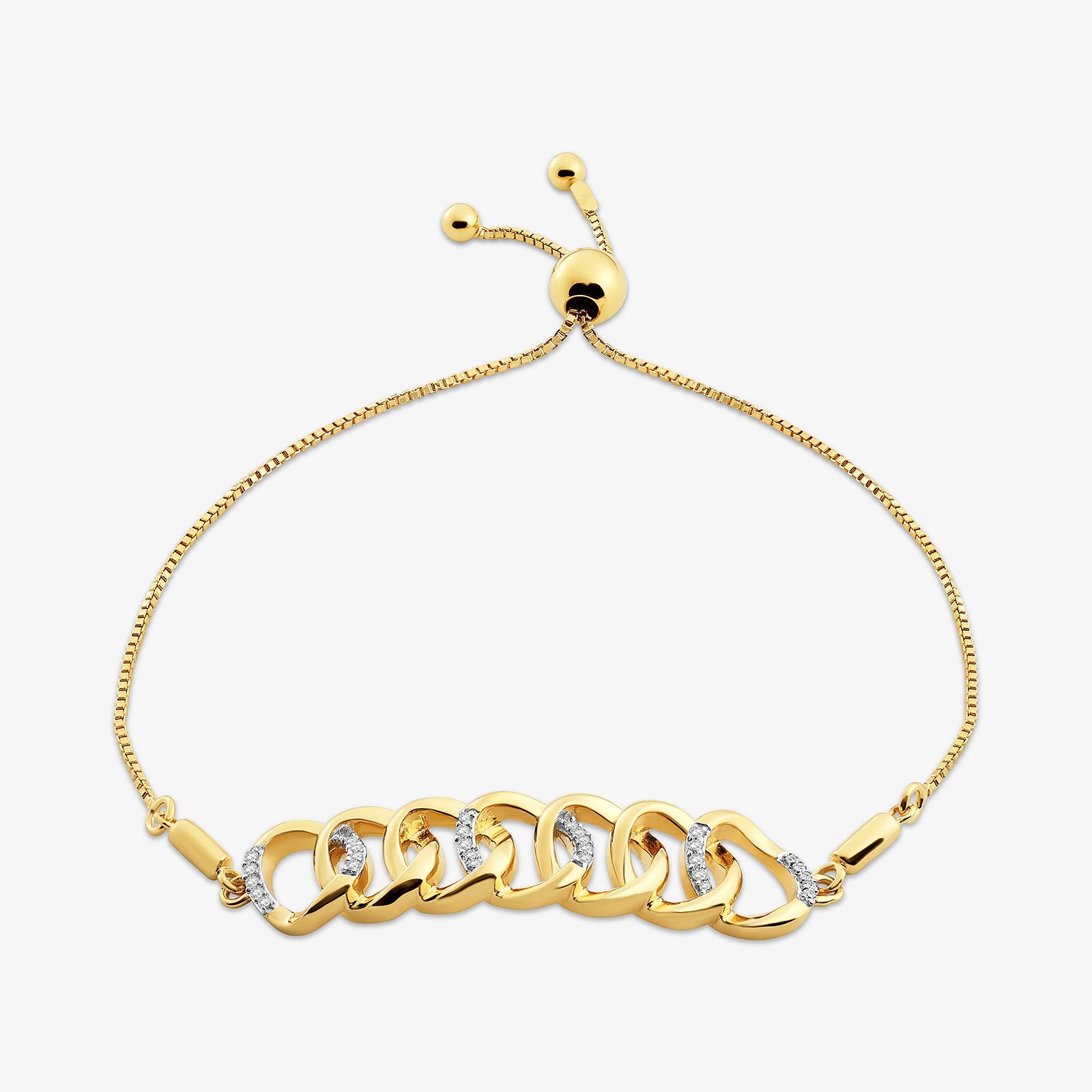 Glow bolo bracelet, gold-tone links with diamond accents, 0.75 ct