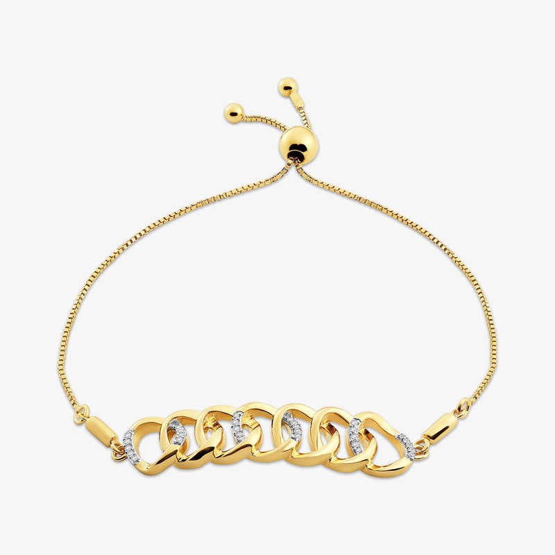 Glow bolo bracelet, gold-tone links with diamond accents, 0.75 ct