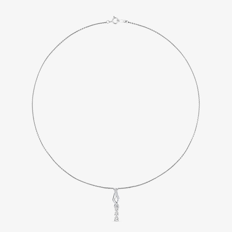 Delicate chain necklace with three-stone twirl drop pendant and small clasp