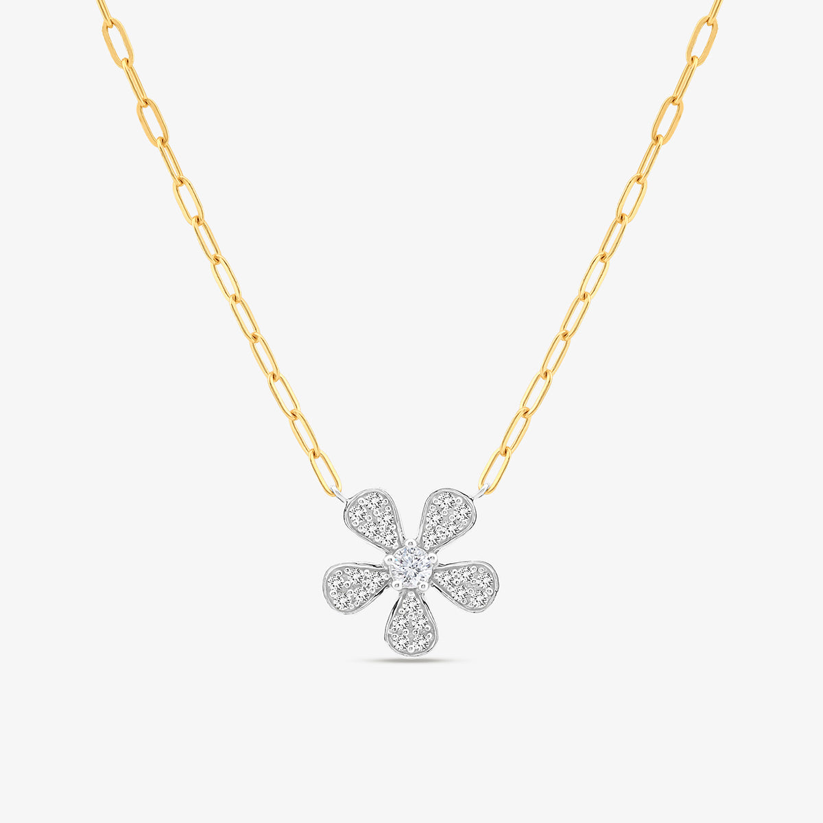 The DAISY Sparkle NECKLET by Keemti Jewels features a diamond-studded floral pendant on a delicate gold chain.