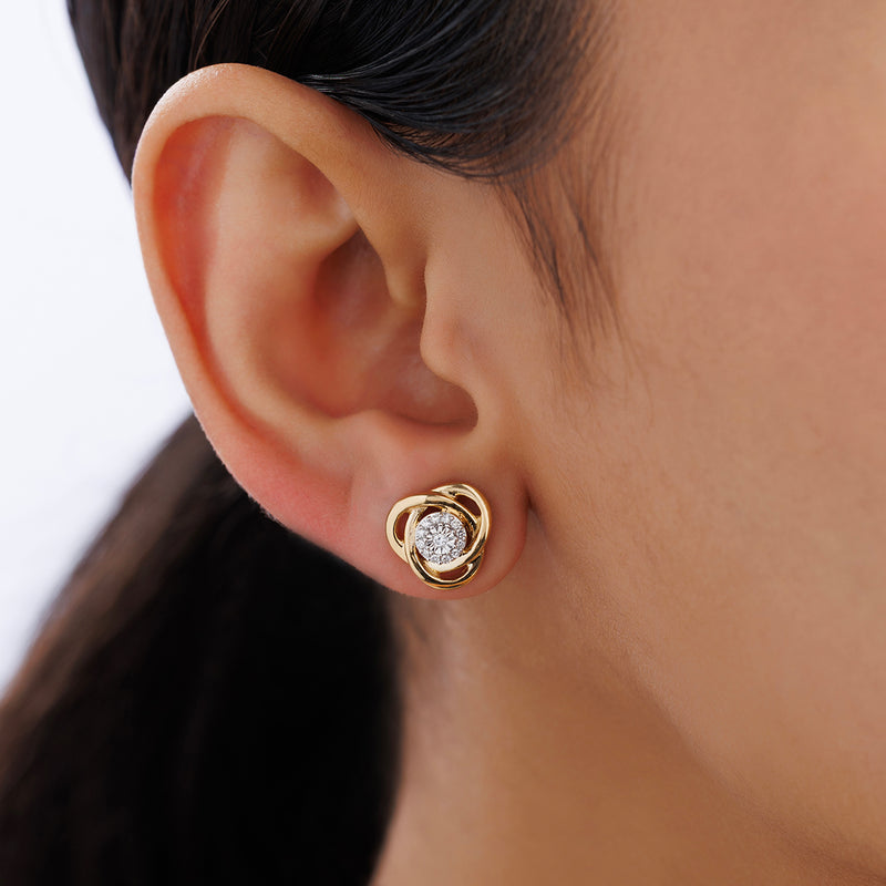 Swirl Shimmer Diamond Stud Earrings