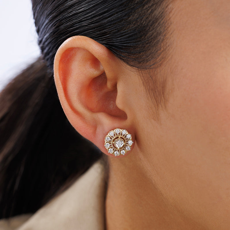Vintage Grace Diamond Stud Earrings