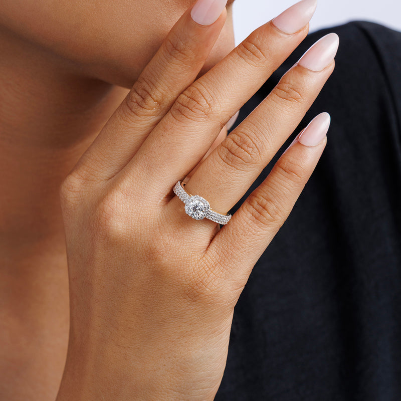 Gentle Glow Halo Diamond Ring