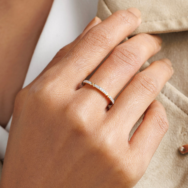 Crescent Arc Diamond Ring