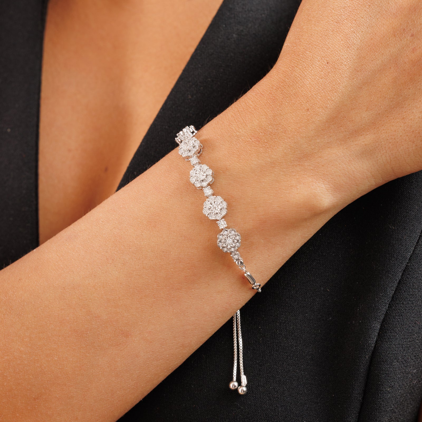 DIAMOND <span>Cluster Bloom Bolo</span> BRACELET