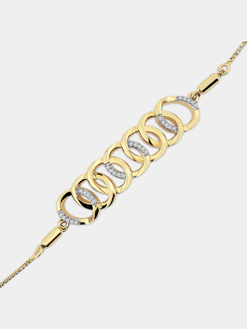 Glow bolo bracelet, gold-tone links with diamond accents, 0.75 ct
