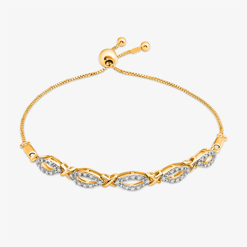 Serene Loop Bolo Bracelet by Keemti Jewels: gold loops, clear stones, adjustable clasp—effortless timeless style.