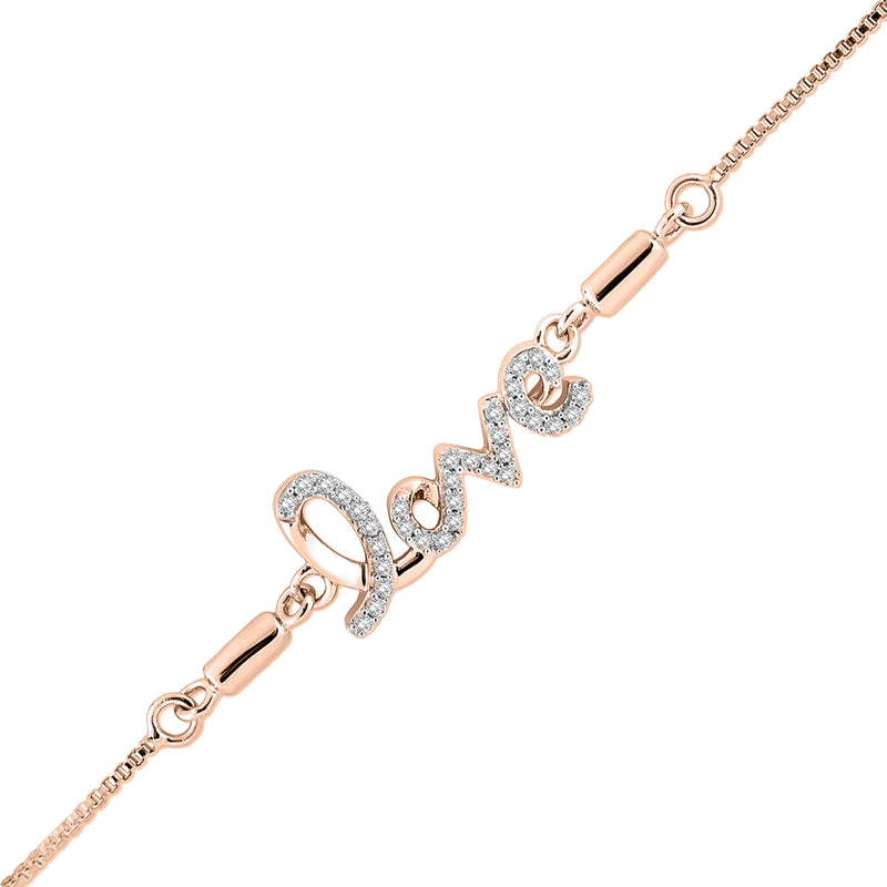 Keemti Jewels Love Bolo Bracelet: rose gold with lab-grown diamonds in a cursive design for timeless elegance.