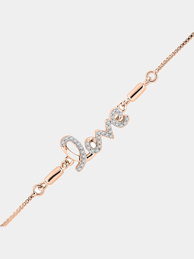 LOVE bolo bracelet by Keemti Jewels, silver-vermeil finish with zirconia accents