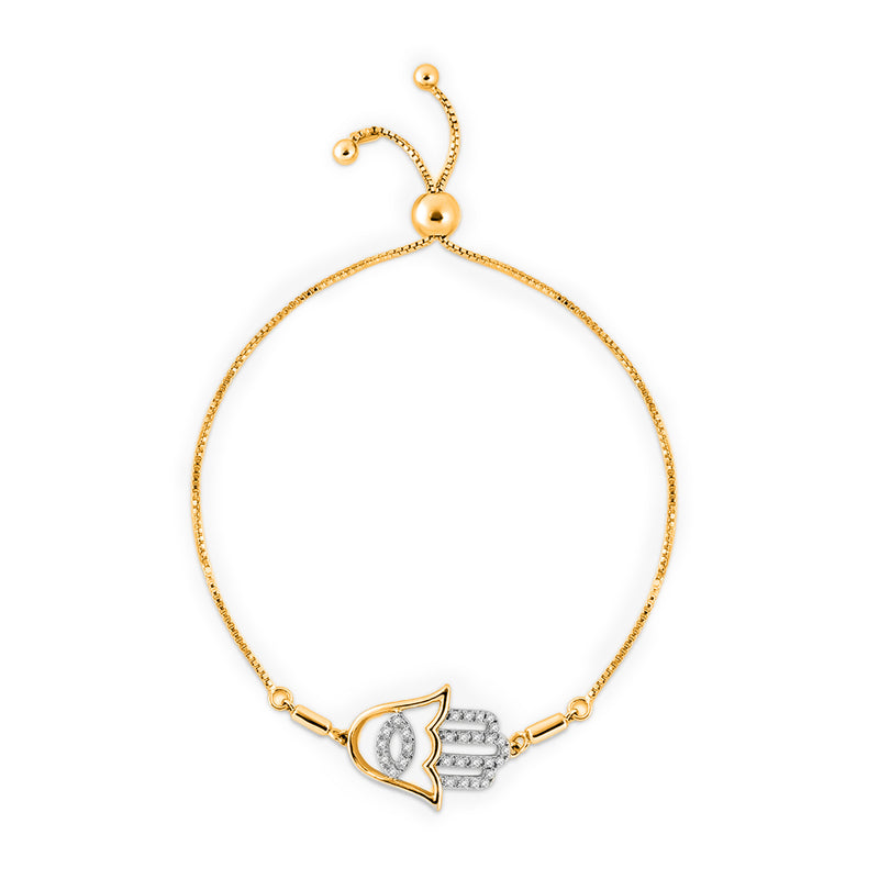 Hamsa Bolo-Armband in silberfarben mit funkelnden Steinakzenten
