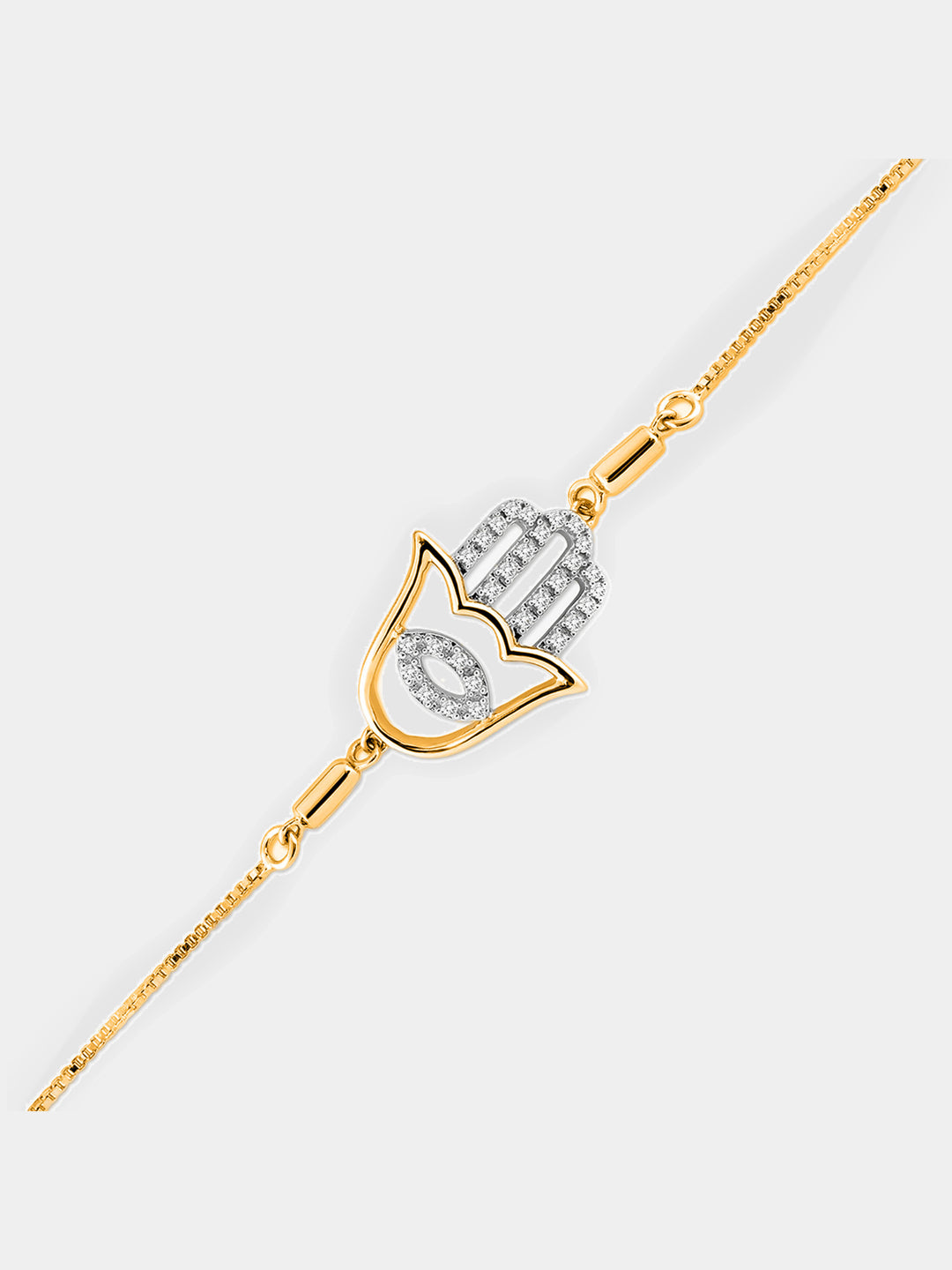 Hamsa Bolo-Armband in silberfarben mit funkelnden Steinakzenten