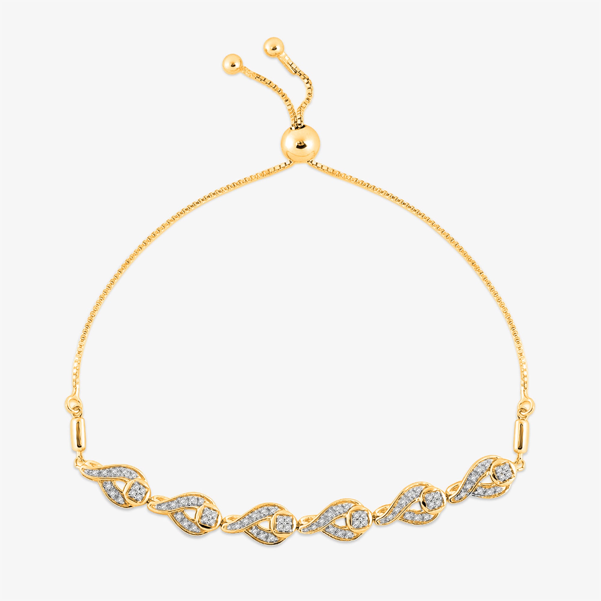 TEARDROP link bolo bracelet with oval pavé stations and lobster clasp, silver-toned