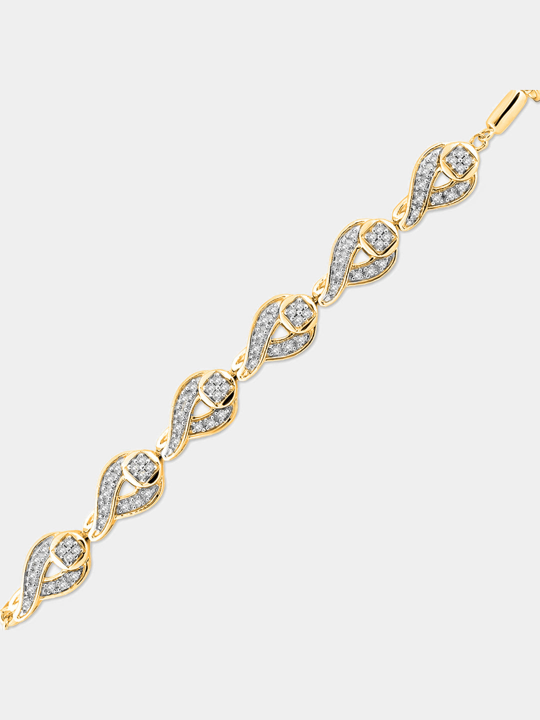 TEARDROP link bolo bracelet with oval pavÃ© stations and lobster clasp, silver-toned