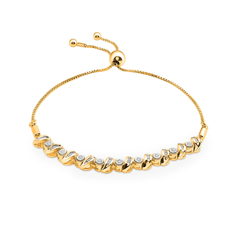 Keemti Jewels' Twilight Wave Bolo Bracelet features shimmering diamonds and elegant intertwined links with adjustable fit.