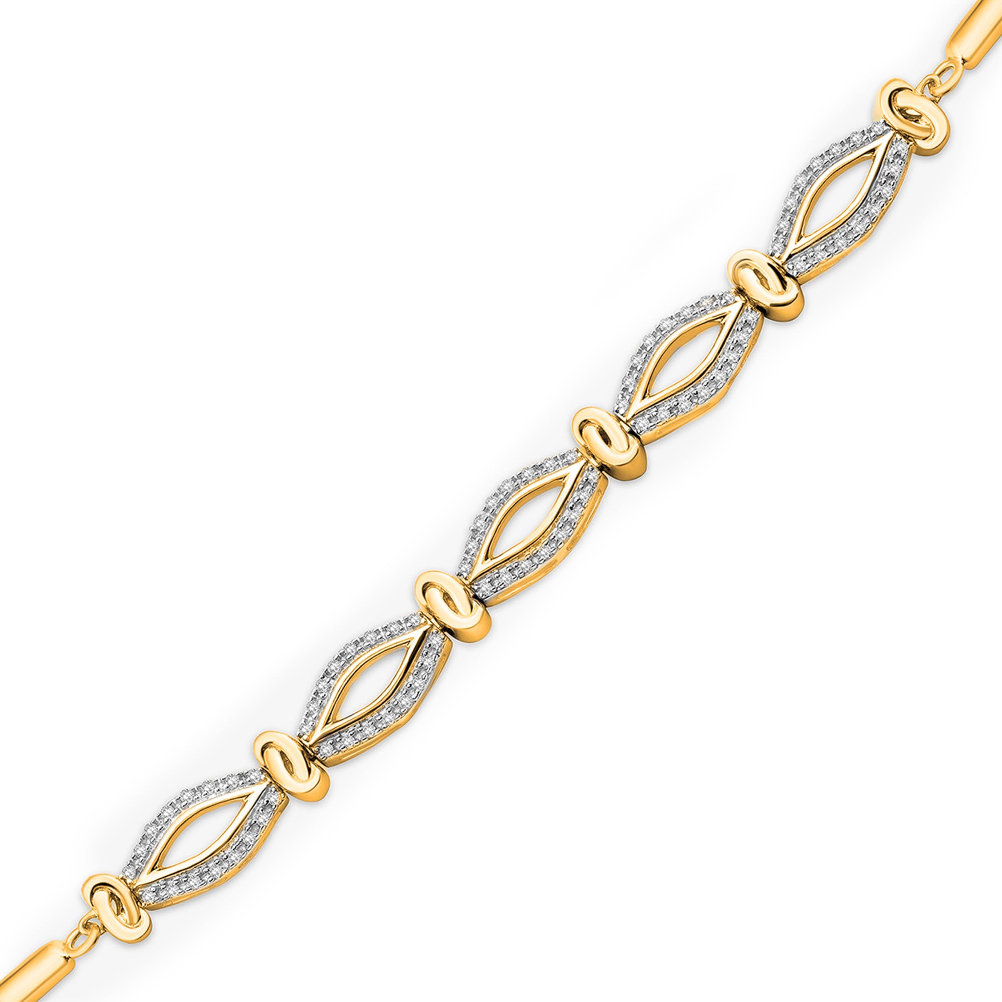 Keemti Jewels' Marquise Link Bolo Bracelet features diamond-outlined marquise links on a sleek white background.