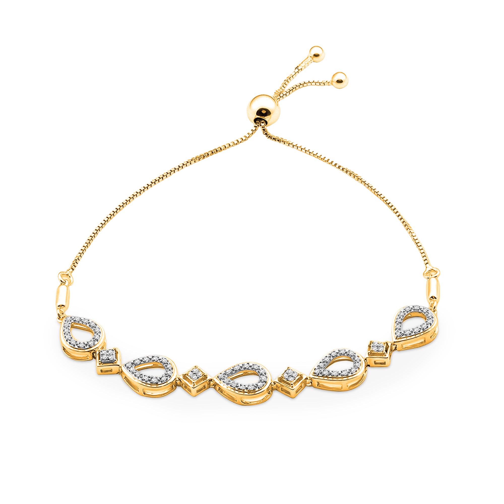 Keemti Jewels Teardrop Marquise Bolo Bracelet with lab-grown diamonds and adjustable sliding clasp.