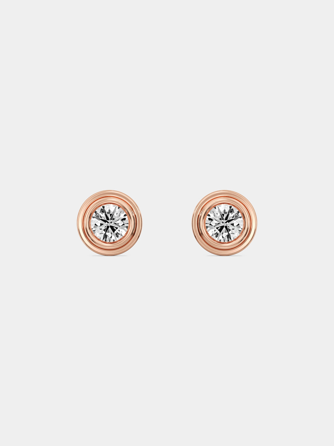 Classic bezel stud earrings with round crystal, silver-tone setting