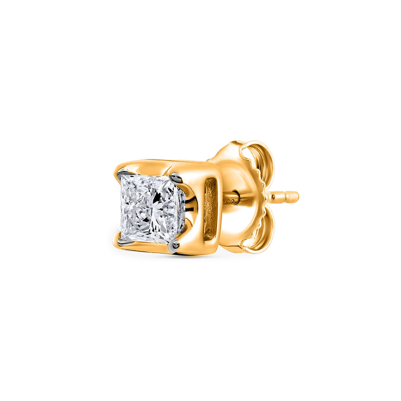 Keemti Jewels' Modern Luxe Cube Stud Earrings: square-cut solitaire diamond, four-prong setting for modern elegance.