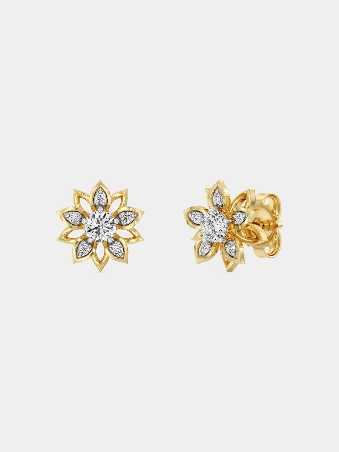 Mirage Bloom Ohrstecker: Blumenform mit Zirkonia im Silberton