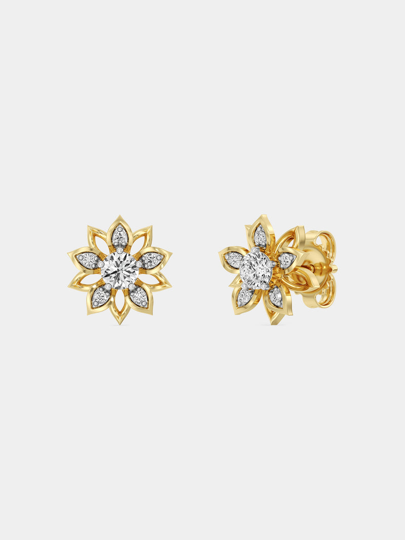 Mirage Bloom Ohrstecker: Blumenform mit Zirkonia im Silberton