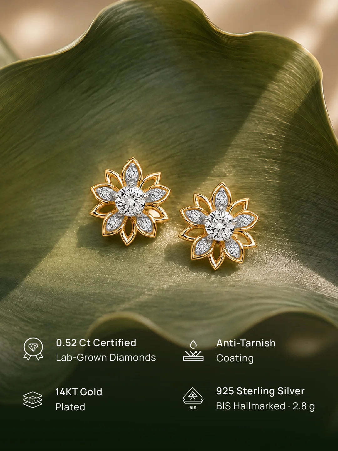Golden Mirage Bloom Stud Earrings