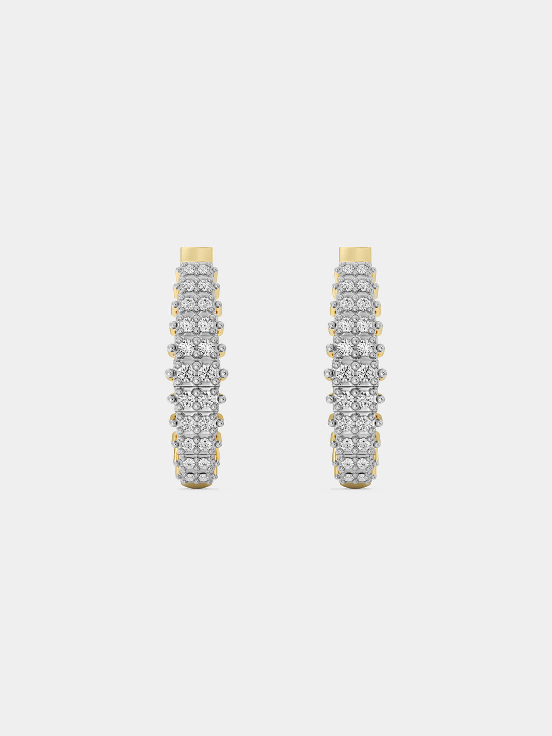 Curved hoop earrings in 925 silver with sparkling row of clear stones