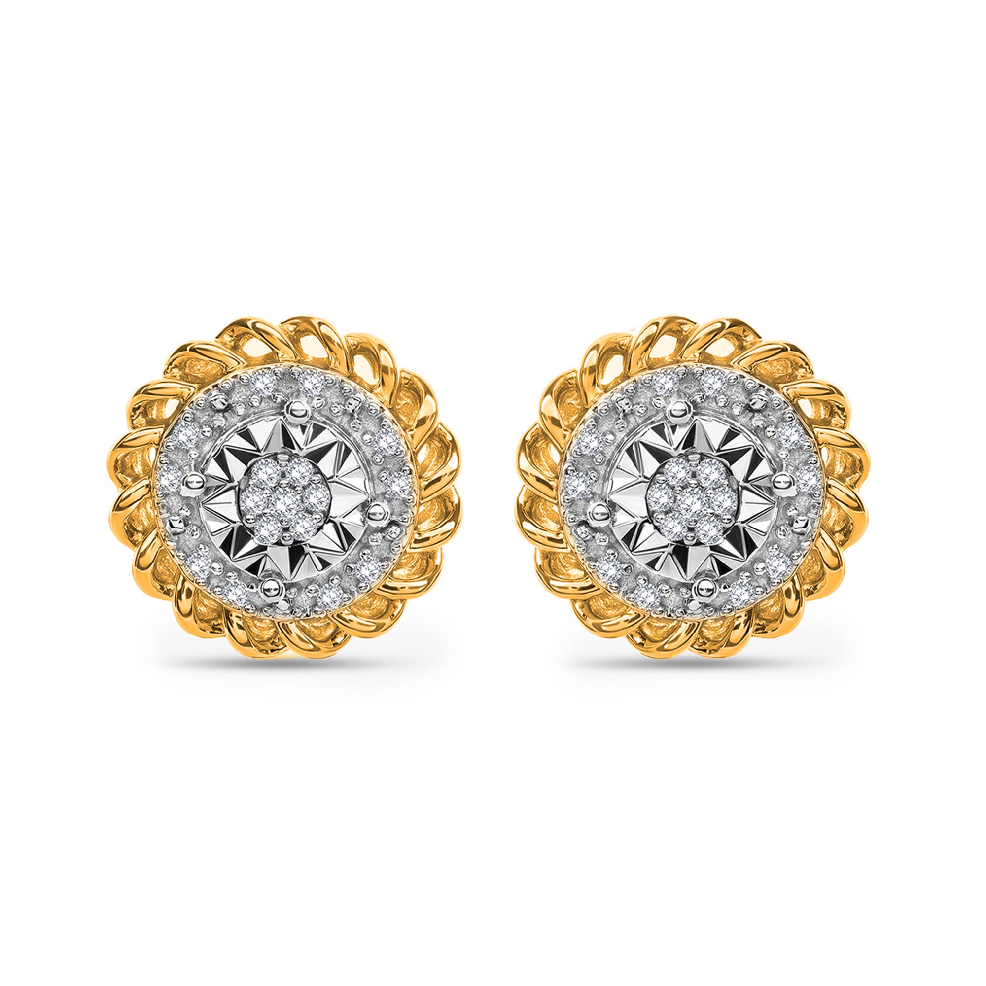 Aurora Cluster Stud Earrings by Keemti Jewels: gold and diamond studs with a romantic floral halo-inspired design.