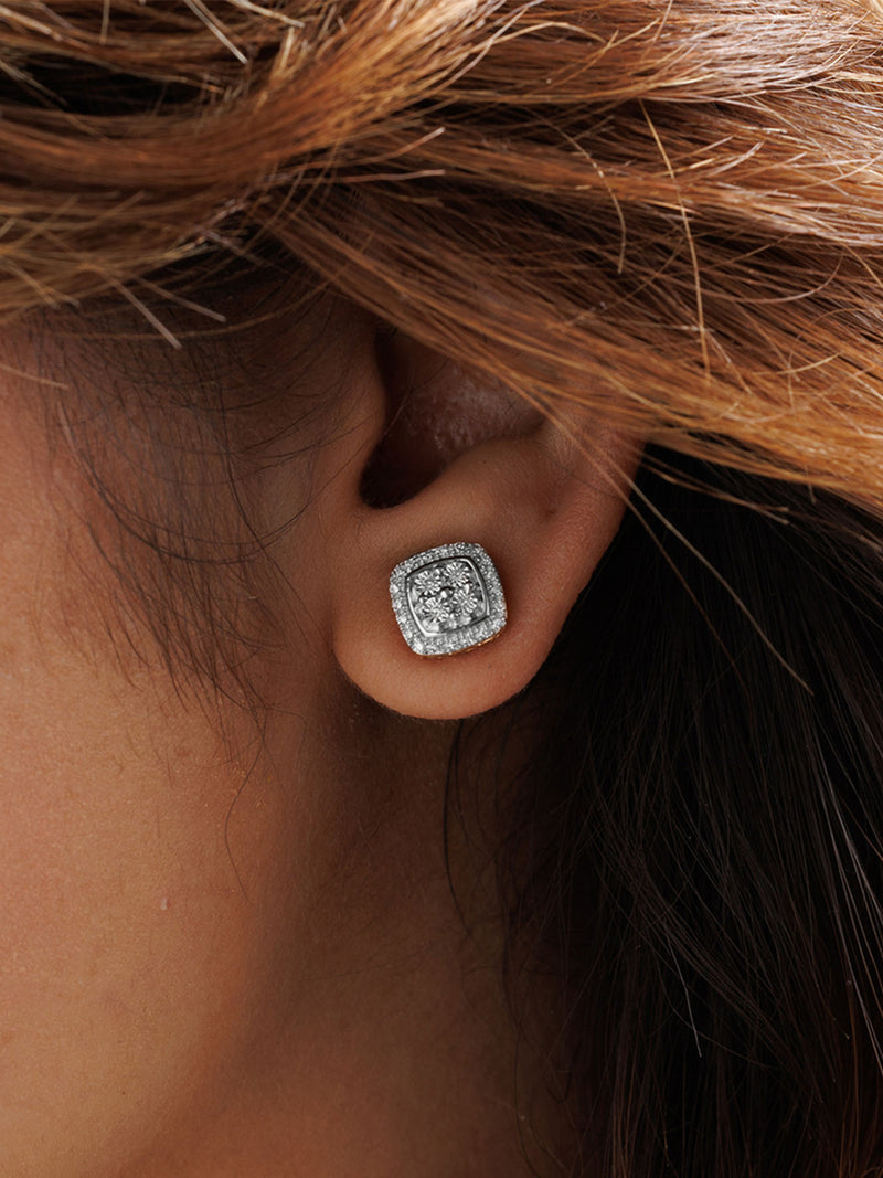 Keemti Jewels Grace Halo Diamond Earrings Model View