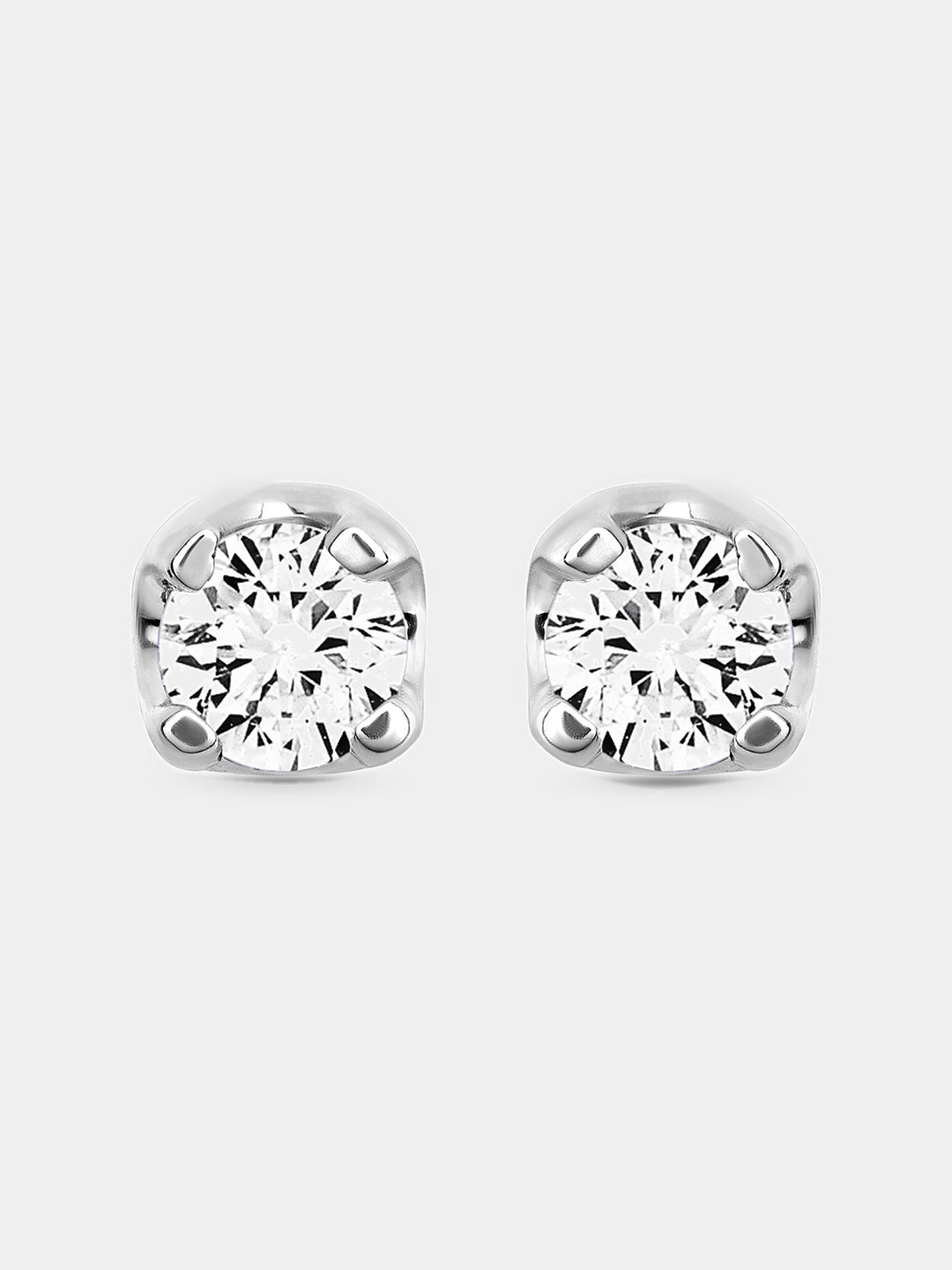 Keemti Jewels' Morning Dew Diamond Stud Earrings in four-prong white settings, shown on a white background.
