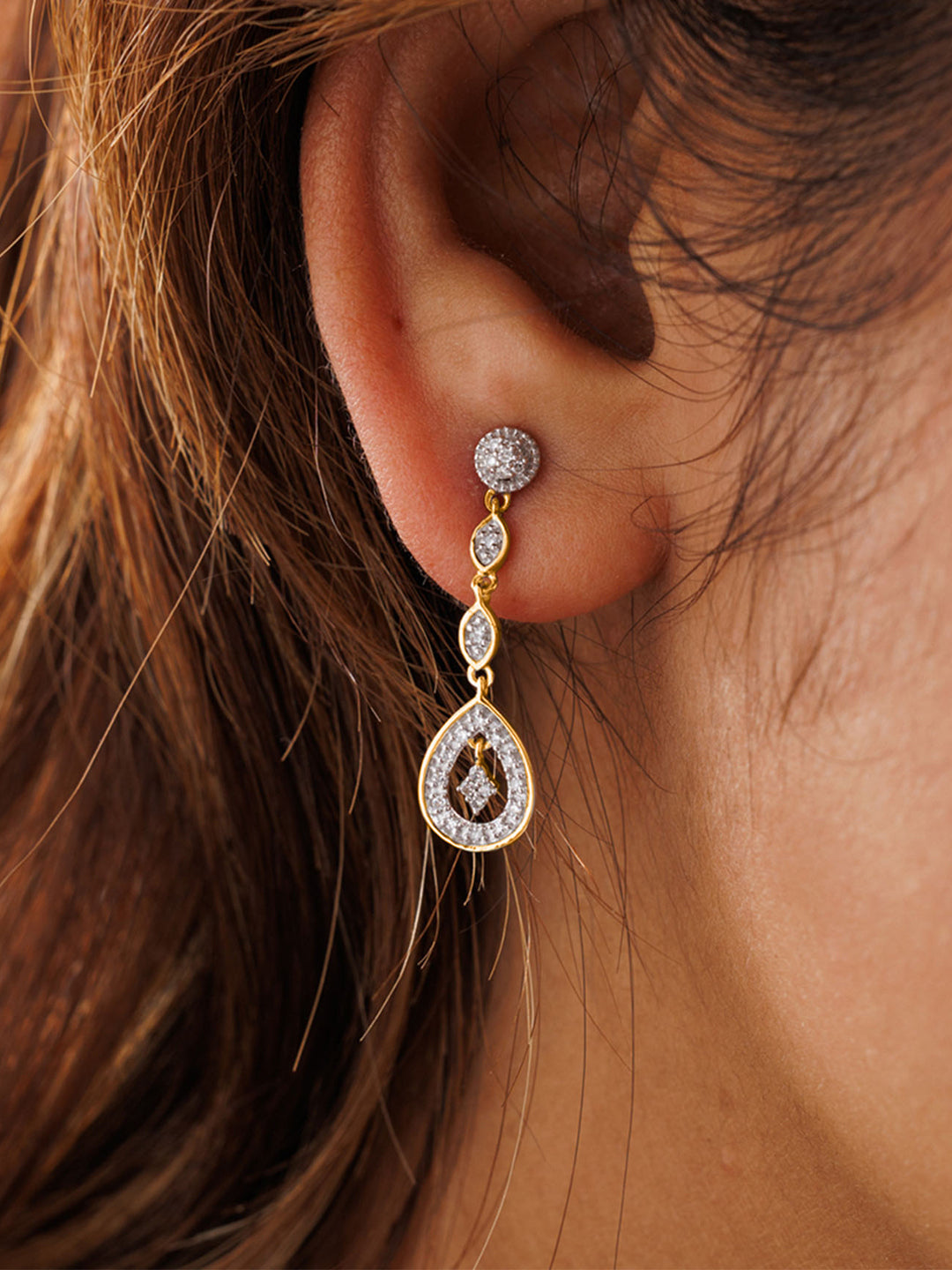Keemti Jewels Gracefall Diamond Drop Earrings Model View