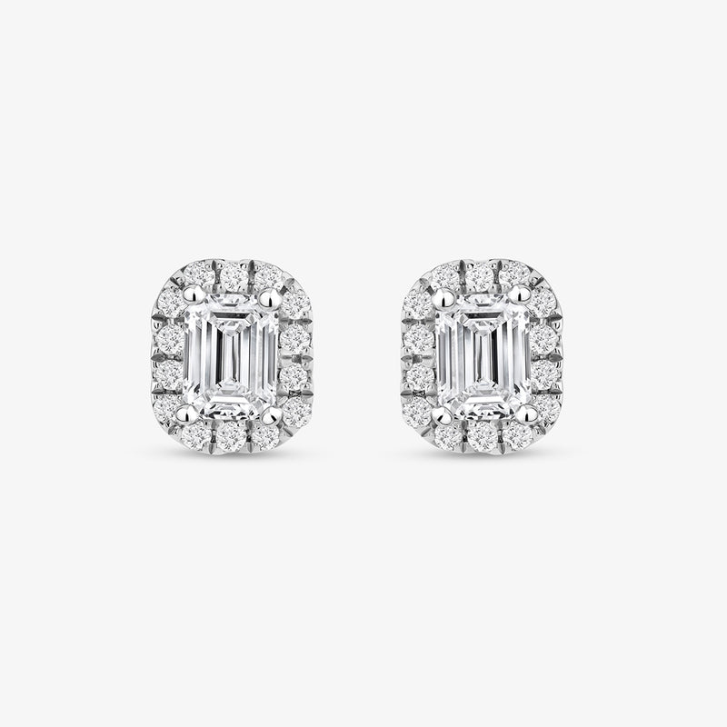 Emerald Frame Solitaire Stud Earrings