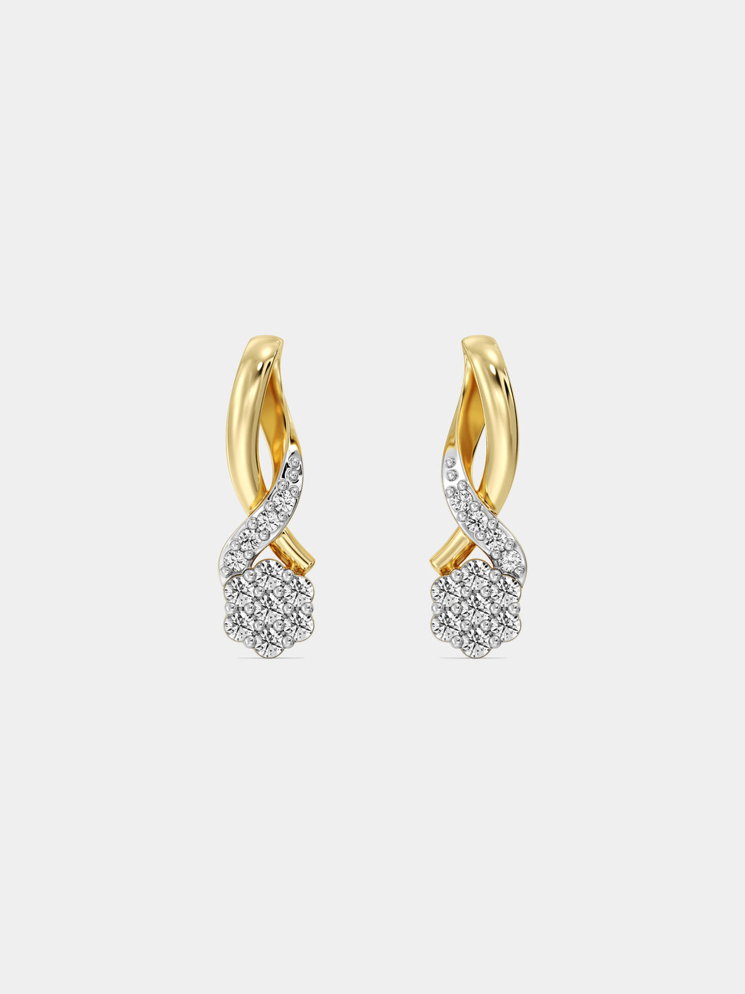 Twisted knot drop earrings in gold vermeil with sparkling round pavé stones