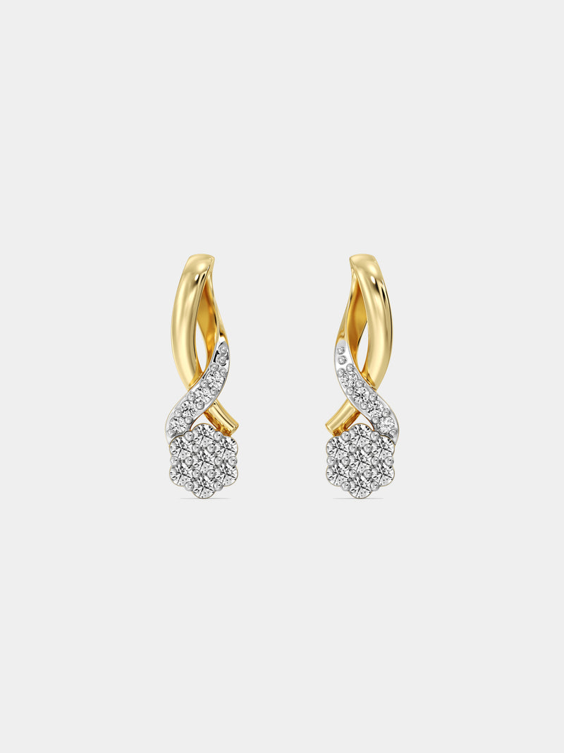Twisted knot drop earrings in gold vermeil with sparkling round pavé stones
