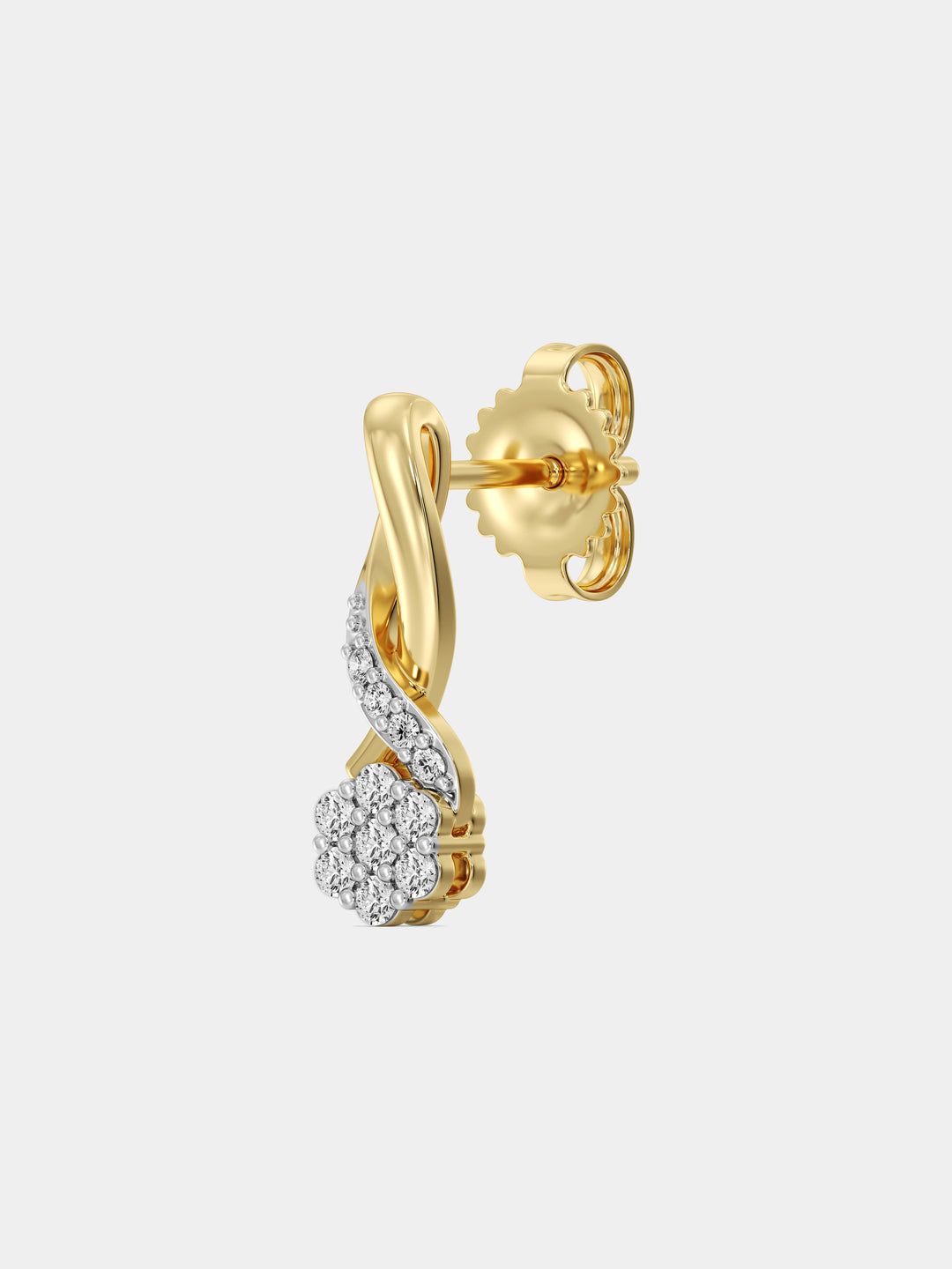 Twisted knot drop earrings, gold vermeil with hinge back and round pavé stones