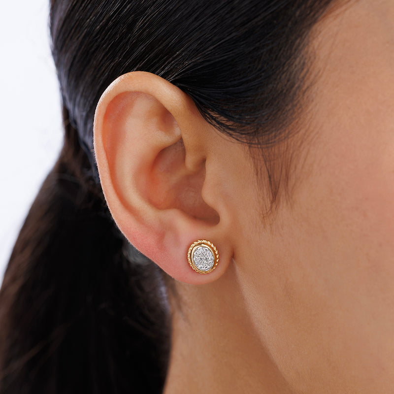 Braided Halo Diamond Stud Earrings