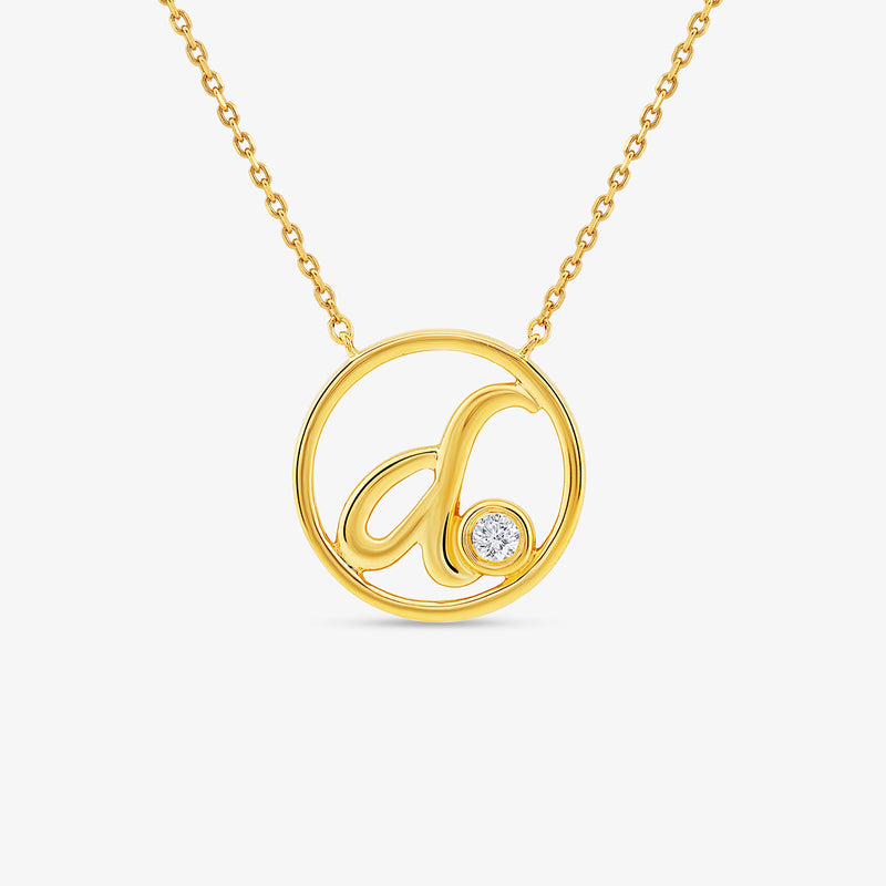 D Initial Circle Diamond Necklet