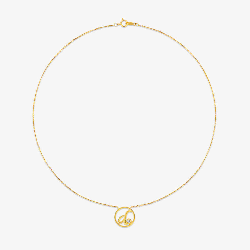 D Initial Circle Diamond Necklet