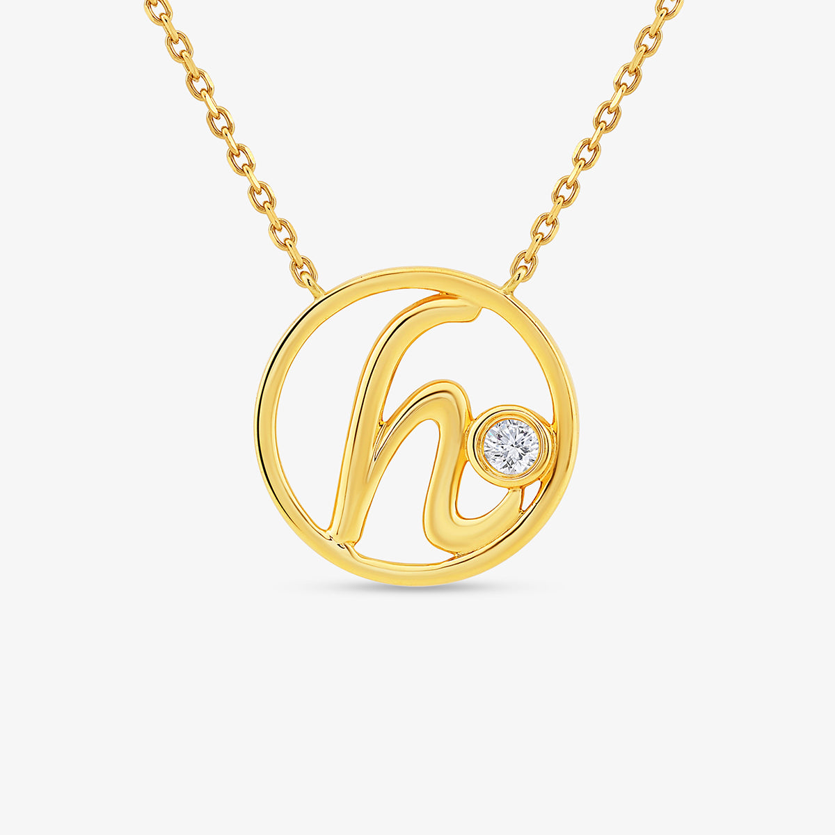 H<span> Initial Circle Diamond </span>NECKLET
