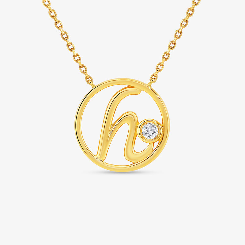 H Initial Circle Diamond Necklet