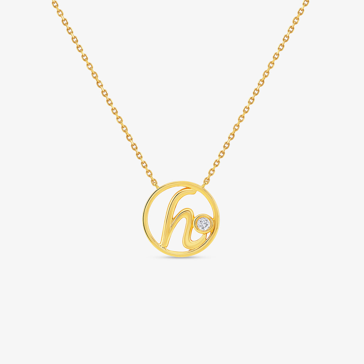 H<span> Initial Circle Diamond </span>NECKLET