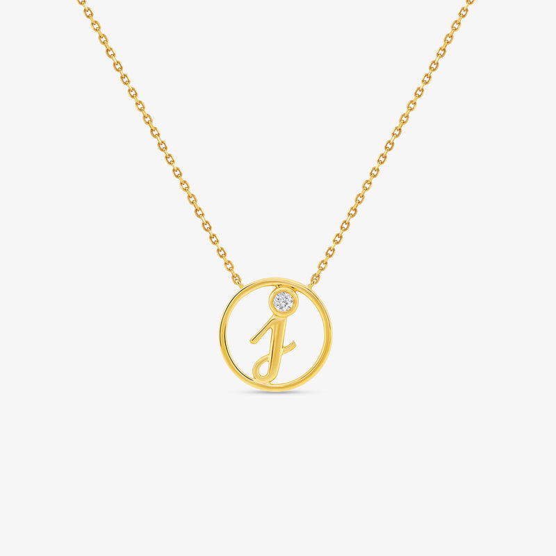 J Initial Circle Diamond Necklet