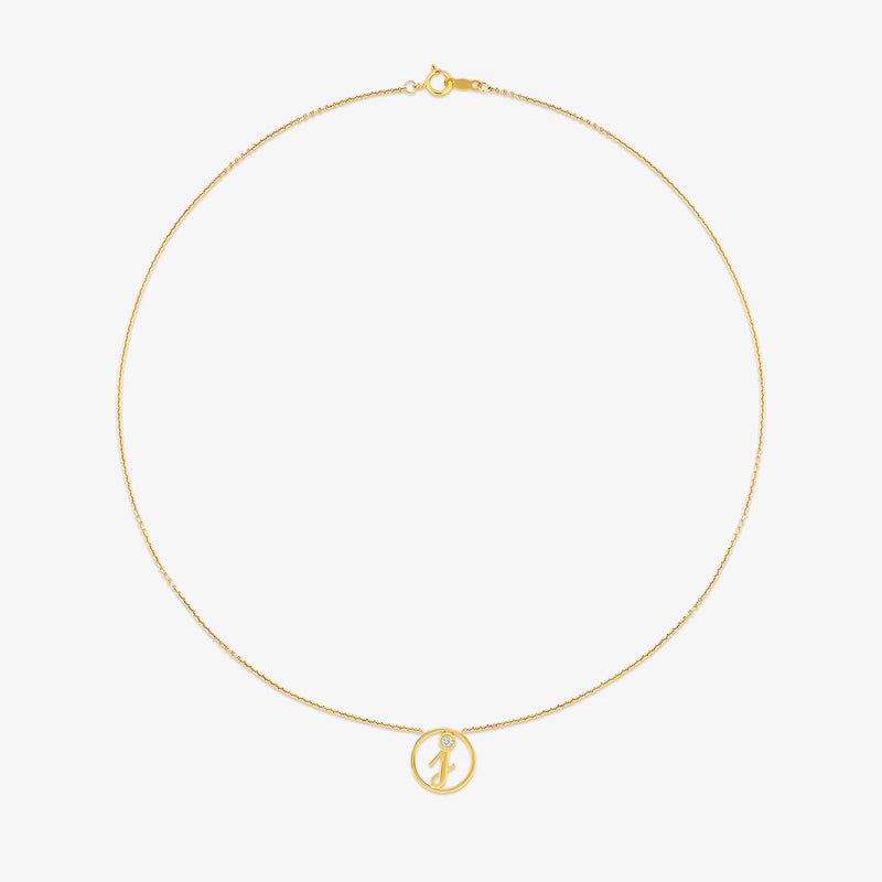 J Initial Circle Diamond Necklet