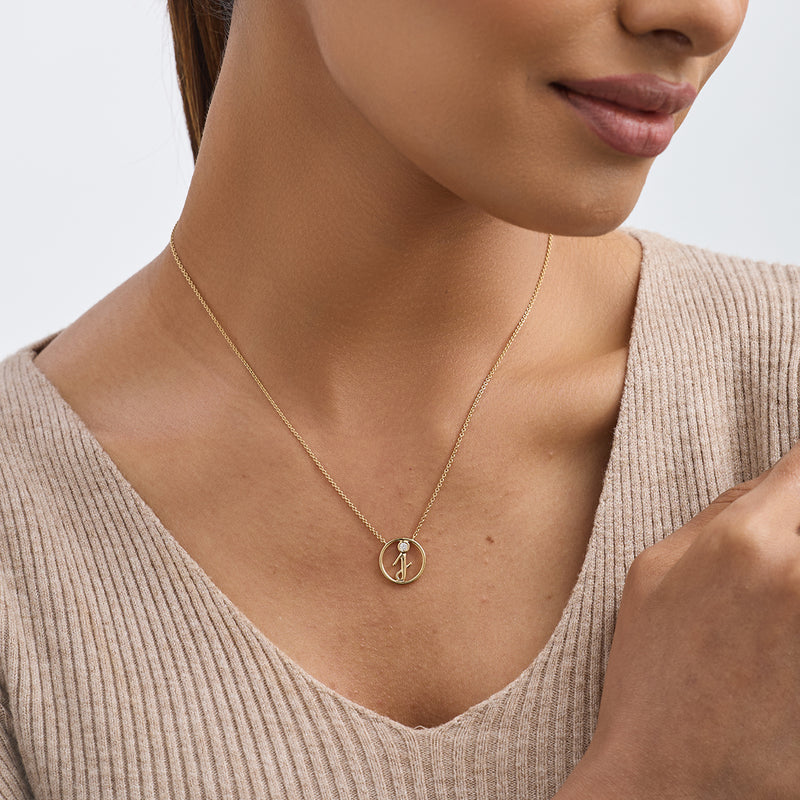 J Initial Circle Diamond Necklet